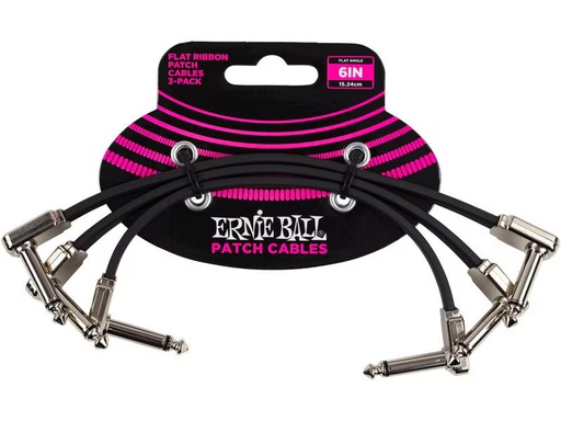 [90339507 1403925] Ernie Ball Patch-Kabel 6221 Flat Ribbon 3er Pack – 0.15 m, Schwarz