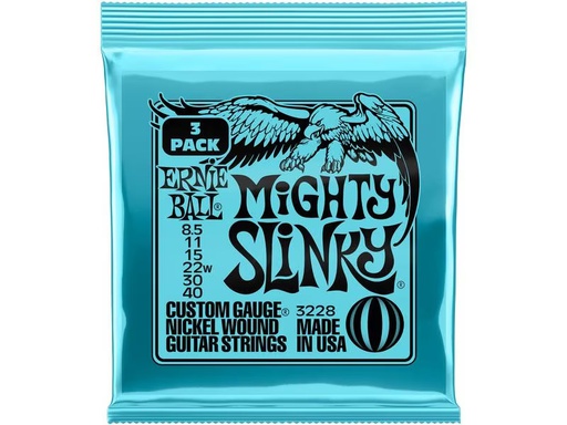 [90339510 1501664] Ernie Ball Gitarrensaiten 3228 Mighty Slinky – 8.5-40, 3er Pack