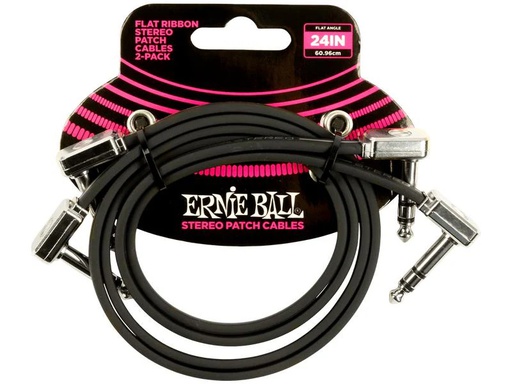 [90339522 1432670] Ernie Ball Patch-Kabel 6406 Flat Ribbon, 2er Pack – 0.61 m, Schwarz