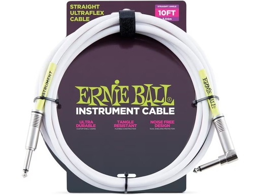 [90339570 1403896] Ernie Ball Instrumentenkabel 6049 – 3.05 m, Weiss