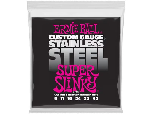 [90339590 1358077] Ernie Ball Gitarrensaiten 2248 Slinky Stainless Steel – Super 09-42