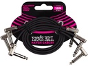 Ernie Ball Patch-Kabel 6222 Flat Ribbon 3er Pack – 0.3 m, Schwarz