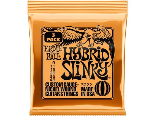 [90339611 1309977] Ernie Ball Gitarrensaiten 3222 Slinky Nickel 3er Pack – Hybrid 9 - 46