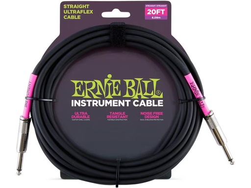 [90339632 1403893] Ernie Ball Instrumentenkabel 6046 – 6.09 m, Schwarz