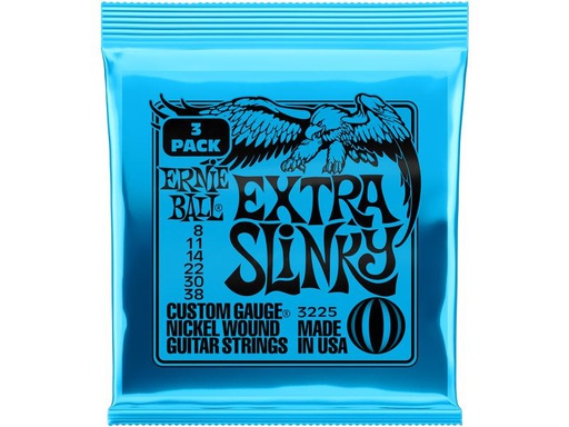 [90339633 1501661] Ernie Ball Gitarrensaiten 3225 Extra Slinky – 8-38, 3er Pack