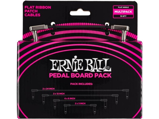 [90339639 1403927] Ernie Ball Patch-Kabel 6224 Flat Ribbon Multi-Pack – 10 Stück, Schwarz