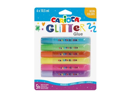 [90005389 722713] Carioca Glitzerstift Neon 6 Stück, Mehrfarbig