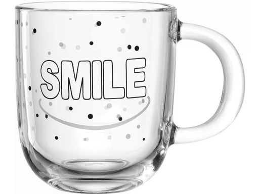 [90340102 1681551] Leonardo Universaltasse Ufficio Smile 400 ml, 4 Stück, Transparent