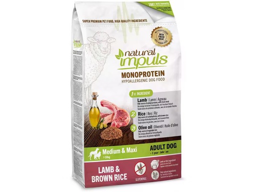 [90340145 1652677] Natural Impuls Trockenfutter Adult Lamm mit braunem Reis, 10 kg