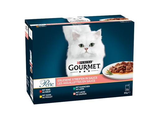 [90340170 1679973] Purina Nassfutter Gourmet Perle Erlesene Streifen Sauce, 12 x 85g