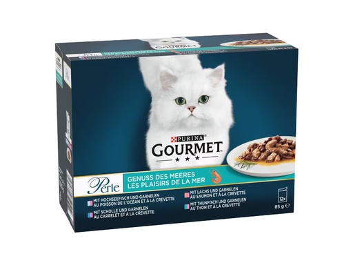 [90340197 1679972] Purina Nassfutter Gourmet Perle Genuss des Meeres Fisch, 12 x 85g