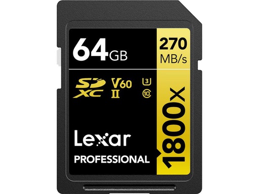 [90340239 1634266] Lexar SDXC-Karte Professional 1800x Gold Series 64 GB