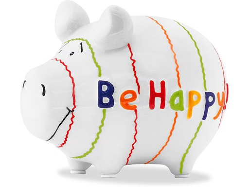 [90340352 1680332] G. Wurm Spardose Be Happy 12.5 x 9 x 9 cm