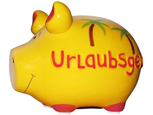 [90340353 1680334] G. Wurm Spardose Urlaubsgeld 12.5 x 9 x 9 cm