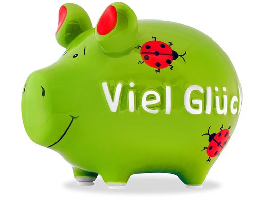 [90340377 1680345] G. Wurm Spardose Viel Glück 12.5 x 9 x 9 cm
