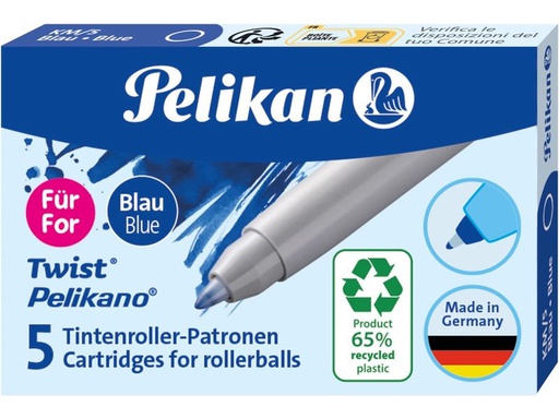 [90340511 1689986] Pelikan Tintenpatrone Twist eco Blau, 5 Stück