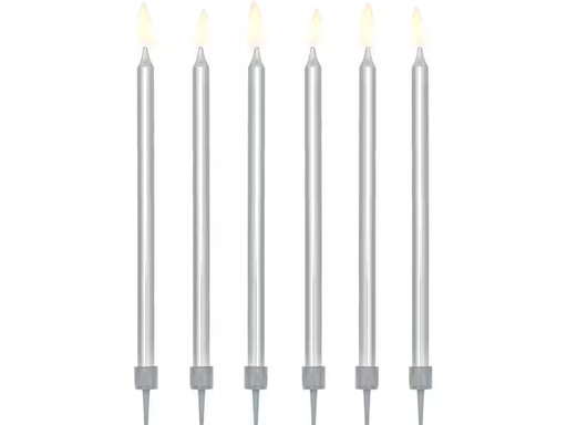 [90340607 1665185] Partydeco Kerze 12.5 cm, 12-teiig, Silber