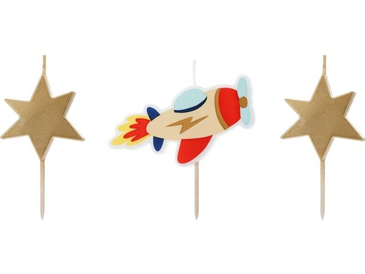[90340640 1665215] Partydeco Kerze Flugzeug 3 Stück