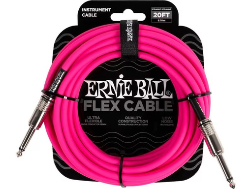 [90340654 1695699] Ernie Ball Instrumentenkabel Flex 6418 – 6.09 m, Pink
