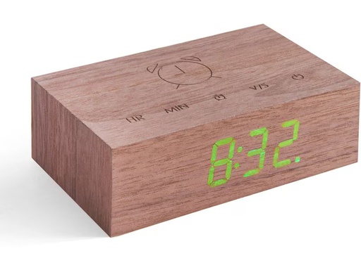 [90340761 1690656] Gingko Digitalwecker Flip Click Clock Walnut