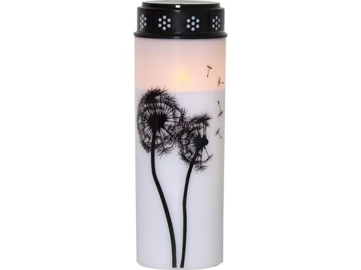 [90340824 1692986] Star Trading LED Grabkerze Löwenzahn, Ø 7 x 21 cm, Weiss