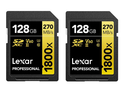 [90341481 1634269] Lexar SDXC-Karte Professional 1800x Gold Series 128 GB 2er Pack