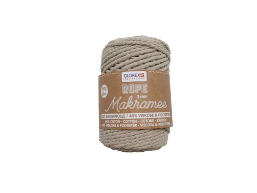 [90054440 1162207] Glorex Wolle Makramee Rope gedreht 3 mm, 250 g, Beige