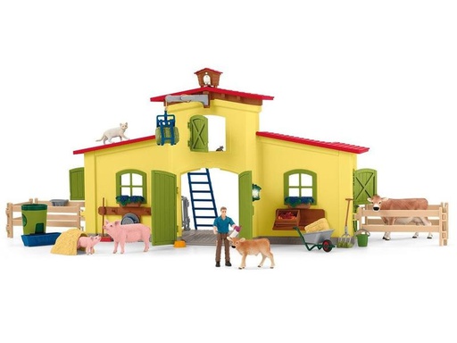 [90343055 1613396] Schleich Spielfigurenset Farm World Stall mit Tieren und Zubehör