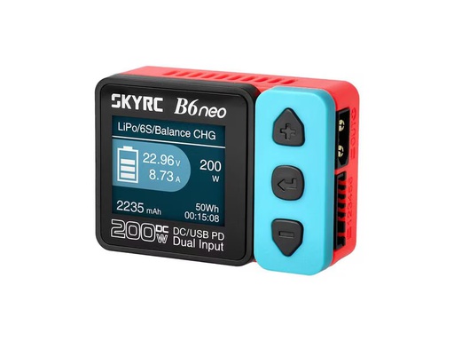 [90343306 1704467] SKYRC Ladegerät B6neo, 200W DC, 1-6S Blau/Rot