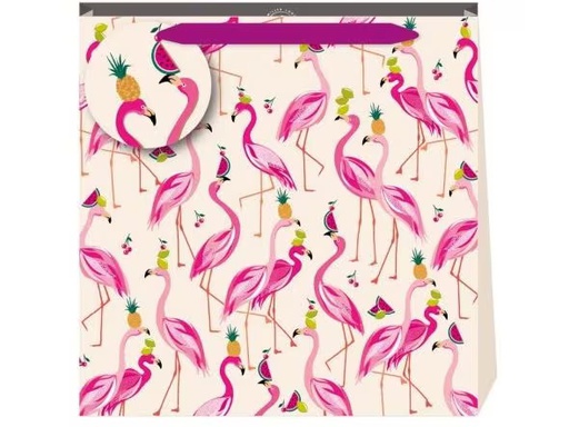 [90343417 1694417] Cart Geschenktüte Flamingo 32,5 x 32,5 x 12 cm