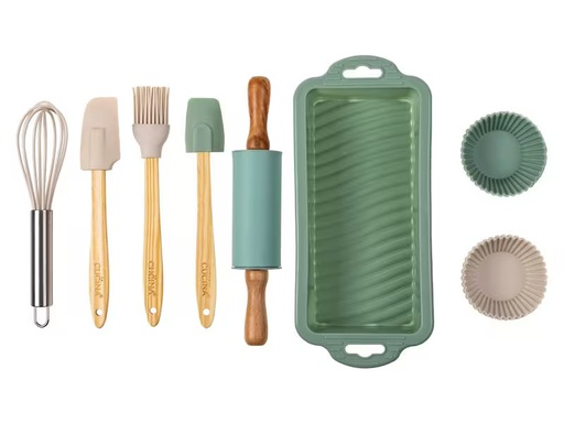 [90343610 1681293] FURBER Backformen-Set für Kinder, 12-teilig, Grün/Grau