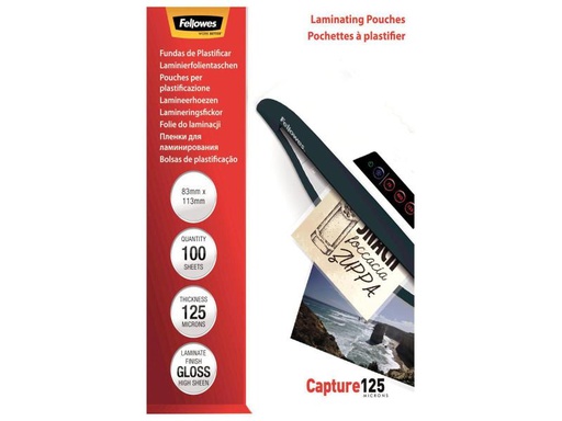 [90005429 916451] Fellowes Laminierfolie 83 x 113 mm, 125 µm, 100 Stück, Glänzend