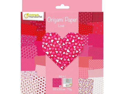 [90343971 1696964] Avenue Mandarine Faltblätter Origami Love 60 Blatt, 20 x 20 cm