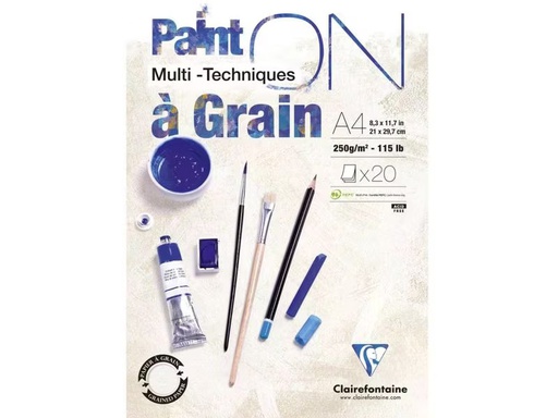 [90344053 1696974] Clairefontaine Zeichenblock Paint On gekörnt 20 Blatt, A4, 250 g/m², Weiss