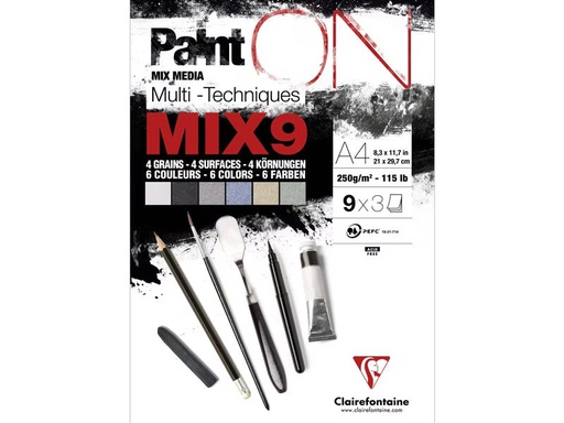 [90344158 1696976] Clairefontaine Zeichenblock Paint On Mix 27 Blatt, A4, 250 g/m², Mehrfarbig