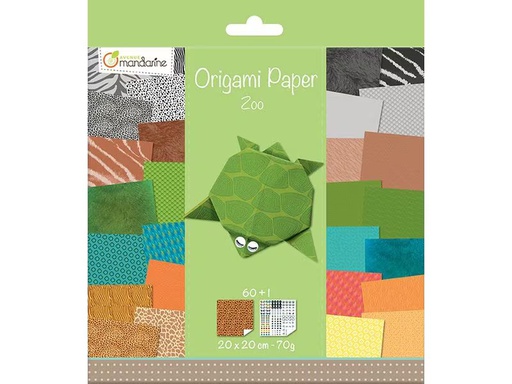 [90344200 1696962] Avenue Mandarine Faltblätter Origami Papier Zoo 60 Blatt, 20 x 20 cm