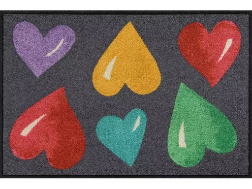 [90344455 1687264] Salonlöwe Fussmatte Big Hearts Colorful 50 cm x 75 cm