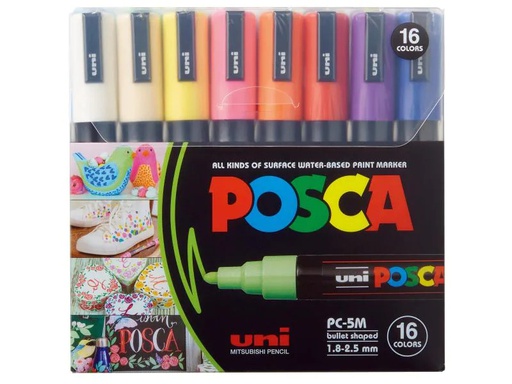 [90005438 1004360] Uni Permanent-Marker POSCA 1.8 - 2.5 mm, 16 Stück