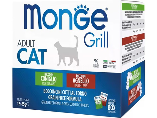 [90344916 1691166] Monge Nassfutter Grill Adult Multipack Kaninchen &amp; Lamm, 12x85g