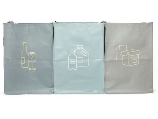 [90344924 1698010] Kikkerland Recyclingtasche 3 Stück, Braun/Grau/Grün