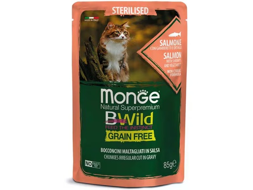 [90344999 1691160] Monge Nassfutter Katze Bwild GF Sterilisiert Lachs 85g