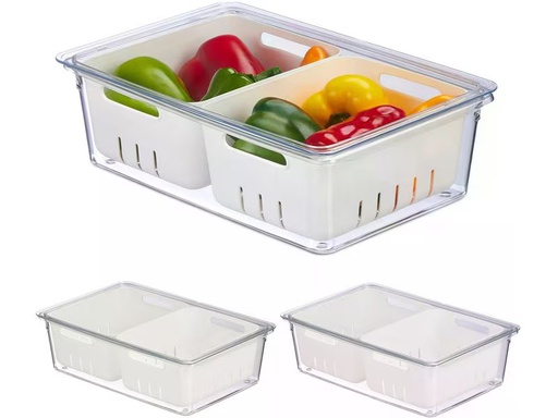[90345278 1695040] relaxdays Kühlschrankorganizer 800 g, 3 Stück, Transparent/Weiss