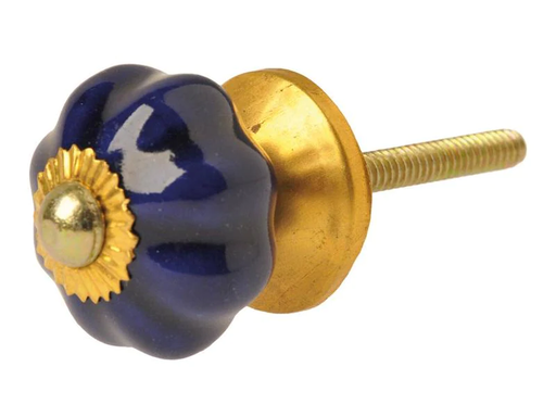 [90054671 1176528] Tranquillo Möbelgriff handgemacht, Ø 3 cm, Dunkelblau/Gold