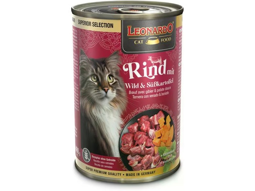 [90345314 1697227] Leonardo Cat Food Nassfutter Superior Selection Rind, 400 g