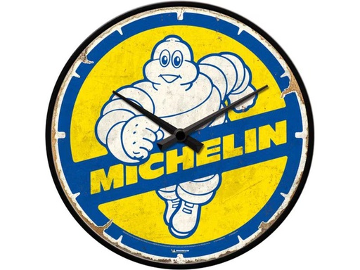 [90345818 1685887] Nostalgic Art Wanduhr Michelin Ø 31 cm, Blau/Gelb