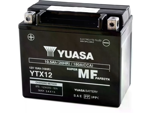 [90345935 1705351] YUASA Motorradbatterie AGM 12V/10.5Ah/180A 10.5 Ah