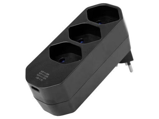 [90346049 1700272] STEFFEN Mehrfachstecker 3 x T13, drehbar 320°, Schwarz