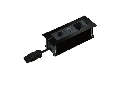 [90346149 1692648] Max Hauri Steckdoseneinheit INTRO2.0 T13, USB-A/C, Leermodul Schwarz