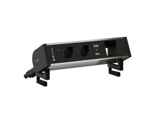 [90346169 1692602] Max Hauri Steckdoseneinheit SUPRA 2x T13, USB-A/C, Leermodul eloxiert