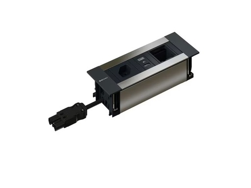 [90346232 1692646] Max Hauri Steckdoseneinheit INTRO2.0 T13, USB-A/C, Leermodul eloxiert